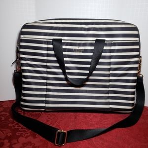 Kate Spade Black and White Striped Laptop Bag